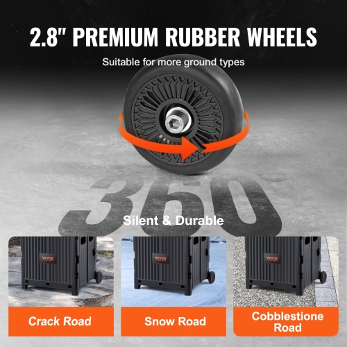 VEVOR Foldable Utility Cart, 80 lbs Load Capacity, Folding Portable Rolling Crate Handcart with Durable Heavy Duty Telescoping Handle and 2 Wheels