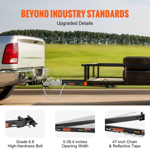 VEVOR 5500 lbs Tow Bar,Towing Capacity with Chains, Powder-Coating Alloy Steel Bumper-Mounted Universal Towing Bar,Coupler Fits 2-Inch Ball