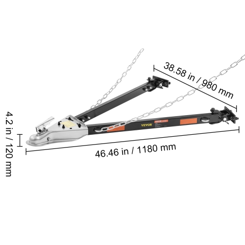 VEVOR 5500 lbs Tow Bar,Towing Capacity with Chains, Powder-Coating Alloy Steel Bumper-Mounted Universal Towing Bar,Coupler Fits 2-Inch Ball