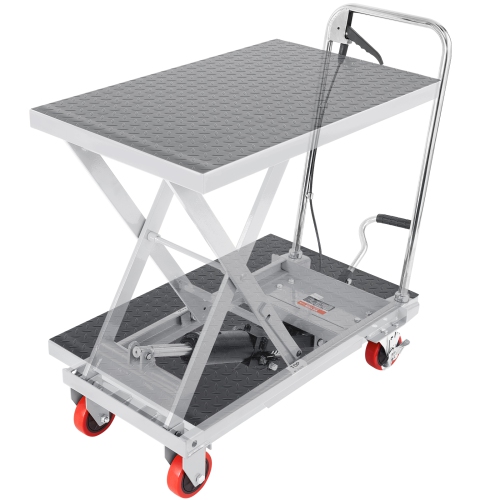 VEVOR  Hydraulic Lift Table Cart, 500Lbs Capacity 28.5" Lifting Height, Manual Single Scissor Lift Table \w 4 Wheels And Non-Slip Pad, Hydraulic