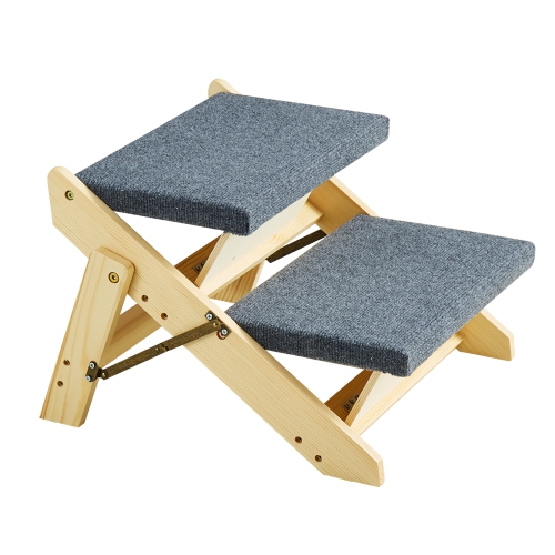 VEVOR 2-in-1 Wooden Pet Steps, Convertible Dog Stairs and Ramp for Beds, Sofas, and Vehicles, Supports Small to Large Animals up to 110 lbs, Foldable