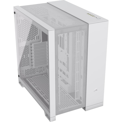 CORSAIR 6500D Airflow Mid-Tower ATX Dual Chamber PC Case – Mesh Panels – Reverse Connection Motherboard Compatible – No Fans Included – White