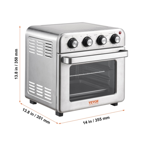 VEVOR 7-IN-1 Air Fryer Toaster Oven, 18L Convection Oven, 1700W Stainless Steel Toaster Ovens Countertop Combo with Grill, Pizza Pan, Gloves, 6