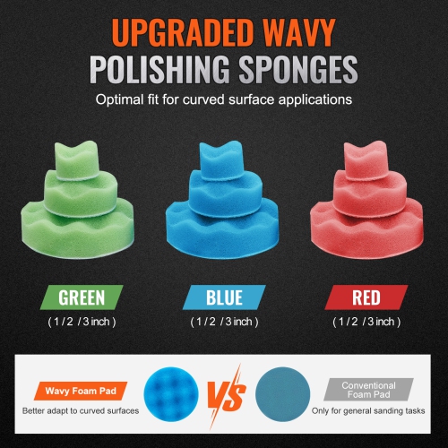 VEVOR 1/2/3 Inch Random Orbital Air Sander, High-Speed 15000RPM Mini Pneumatic Sander for Auto Body Work, 58PCS Air Powered Sander Kit with