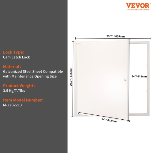 VEVOR 24 x 24 Inch Access Panel for Drywall & Ceiling, Plumbing Access Panels, Reinforced Access Door, Heavy-Duty Steel Wall Hole Cover, Easy Install