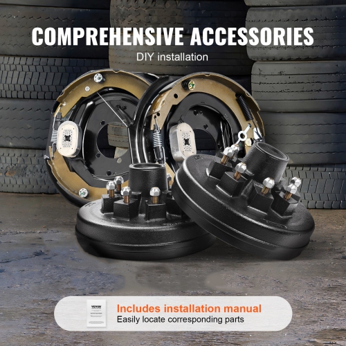 VEVOR Trailer Hub Drum Kits 8 on 6.5" B.C. with 12" x 2" Electric Brakes,Self-Adjusting Trailer Brake Assembly for 7000 lbs Axle,5-Hole