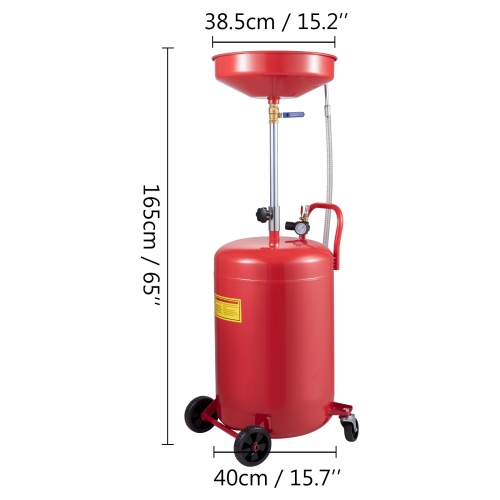 VEVOR 20 Gallon Waste Oil Drain Tank Portable Oil Drain Air Operated Drainer Oil Change, Oil Drain Container, Fluid Fuel Transfer Drainage Adjustable