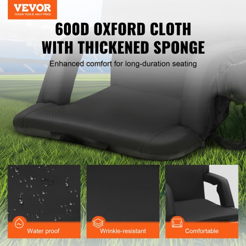 VEVOR 3 Level Double Heated Stadium Wide Bleacher Seat with Back Support, Folding Padded Reclining Chair with Hook Pocket Cupholder, Ideal for Sport