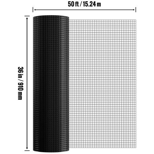 VEVOR 36'' x 50' Hardware Cloth, Galvanized Wire Mesh Roll, 19 Gauge Chicken Wire Fence Roll, Vinyl Coating Metal Wire Mesh for Chicken Coop Barrier,