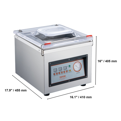 VEVOR 320W Chamber Vacuum Sealer, Sealing Power, Vacuum Packing Machine for Wet Foods, Meats, Marinades and More, Compact Size with 12.6" Sealing