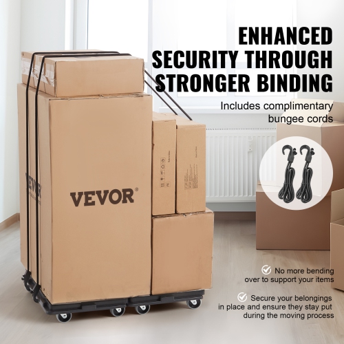 VEVOR 2 Pack Furniture Dolly, 500 lbs Capacity Each Count, with Wheels, Portable Moving Rollers 4 Wheels, Small Flat Dolly Cart with Interlocking for