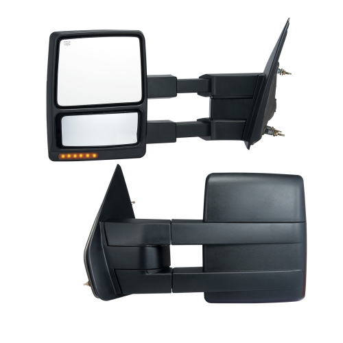 VEVOR 2004-2014 Ford F150 Towing Mirrors, Left & Right Pair Set, Power Heated with Signal Light & Puddle Light, Plane & Convex Glass, Manual