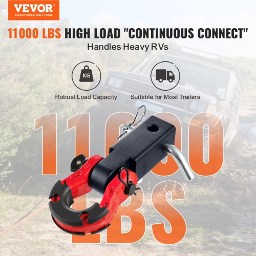 VEVOR 2" Shackle Hitch Receiver, 65900 lbs Breaking Strength, D Ring Shackle with Trailer Hitch Lock Pin, Heavy Duty Towing Accessories for Trucks,