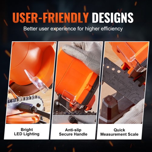 VEVOR 5700RPM Electric Chainsaw Sharpener, 140W Electric Saw Chain Blade Sharpener, Bench Chain Saw Sharpening Tool with 3 Grinding Wheels Fit 0.25"