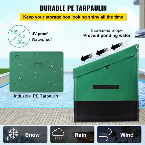 VEVOR 230 Gallon Outdoor Storage Box,Waterproof PE Tarpaulin Deck Box with Galvanized Frame, All-Weather Protection & Portable, for