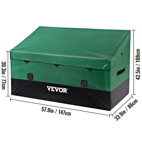 VEVOR 230 Gallon Outdoor Storage Box,Waterproof PE Tarpaulin Deck Box with Galvanized Frame, All-Weather Protection & Portable, for