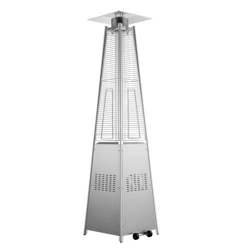 VEVOR 48000BTU Patio Heater for Outdoor Use, Pyramid Propane Heater w/Wheels, Quartz Glass Tube Outdoor Patio Flame Heater for Patio, Party,