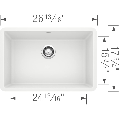 BLANCO, White 522429 Precis SILGRANIT Single Bowl Undermount Kitchen Sink