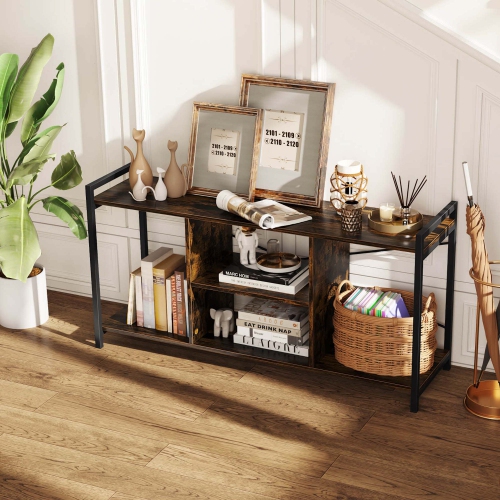 Costway 3-tier TV Stand for 55" TVs with 4 Open Shelves Heavy-duty Metal Frame for Bedroom