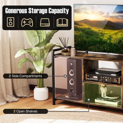 Costway 3-tier TV Stand for 55" TVs with 4 Open Shelves Heavy-duty Metal Frame for Bedroom