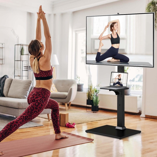 Meuble pour téléviseur sur pied avec prise de courant, haut et tablette de rangement de Costway