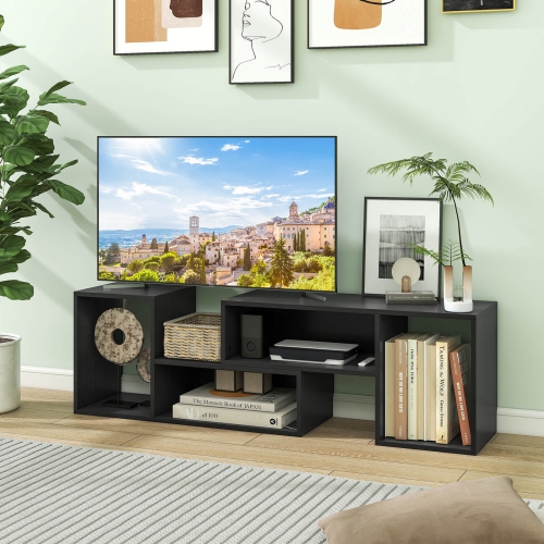 Meubles réglables pour téléviseur 2 PCS de Costway avec cubes de rangement pour téléviseurs de 55&nbsp;po ou moins, blanc/noir