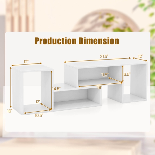 Costway 2 PCS Adjustable TV Stands with Storage Cubes for TVs up to 55 Inches Cabinets White/Black