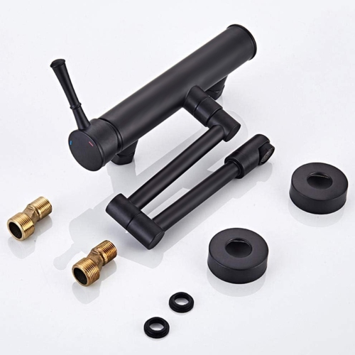 Black wall mounted kitchen faucet, telescopic folding, black wall mounted faucet, brass wall mounted