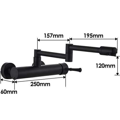 Black wall mounted kitchen faucet, telescopic folding, black wall mounted faucet, brass wall mounted
