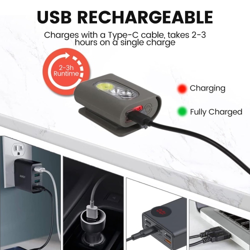 Clip-On Running Light, security Jogging LED Light with Strong Clip, USB Rechargeable Running Light