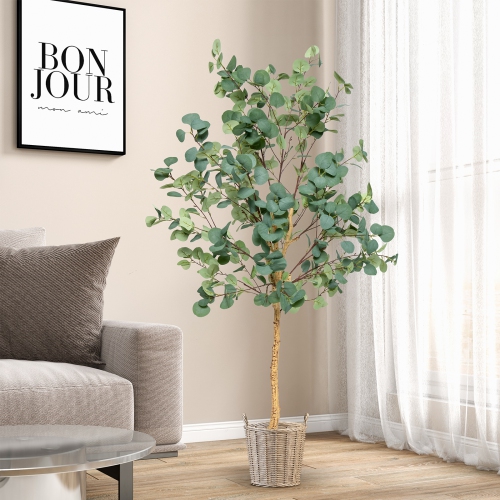 Costway 1/2 PCS 5.5FT Artificial Tree Fake Eucalyptus Tree for Living Room Office Home