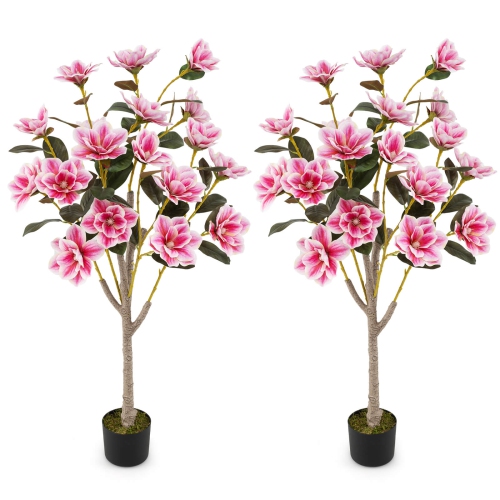 COSTWAY  1/2 PCs 51" Artificial Magnolia Tree With Elegant Peva Leaves Multi-Branch Trunks
