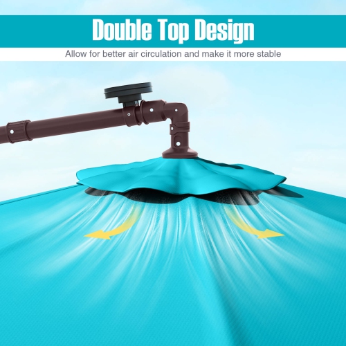 Costway Patio 10FT Hanging Offset Umbrella 32 LED Lights Sand Bag Outdoor Cross Base