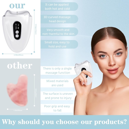 Electric Gua Sha Facial Tool, Upgraded Hot&Cold Dual-Mode Face Neck Massager, Face Sculpting Tool/Lift Device