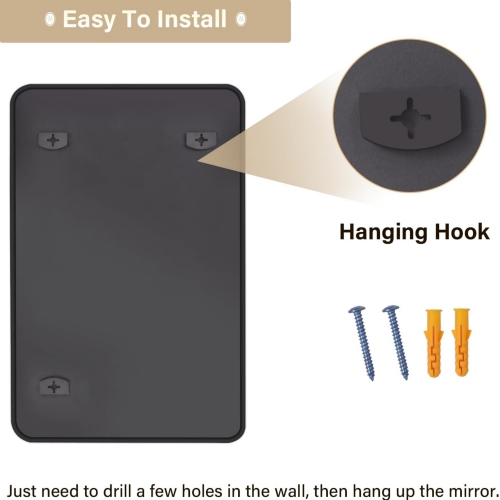 NIERBO 26" x 38" Black Rectangular Bathroom Mirror – Rounded Corner Wall Mirror Aluminum Frame Modern Decorative Mirror for Entryway Bedroom and