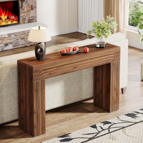 Tribesigns 55-Inch Farmhouse Console Table, Narrow Long Sofa Table Behind The Couch for Living Room, Hallway, Foyer, Walnut Brown