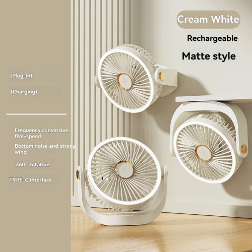 Ventilateur à fréquence variable de 360° à deux modes｜Réglage à cinq vitesses｜Recharge rapide de type C｜Énergie éolienne silencieuse｜Double usage au