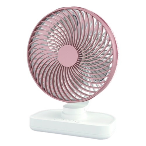 Rose gold 4-speed adjustable USB desk fan - ultra-quiet brushless motor, 3600 mAh battery, swings left and right, portable cooling device for