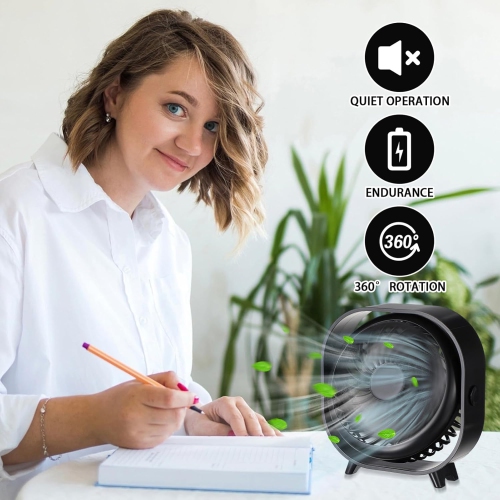 Ventilateur portatif ultrasilencieux|Moteur c.c. importé|Réglage à trois vitesses|25 dB faible bruit|Autonomie de 8 heures|Batterie