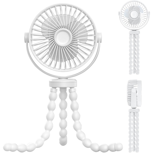 Ventilador de clip de 3600 mAh : ajustable a 720°, silencioso, alimentación por USB, tres velocidades, batería de larga duración, apto para
