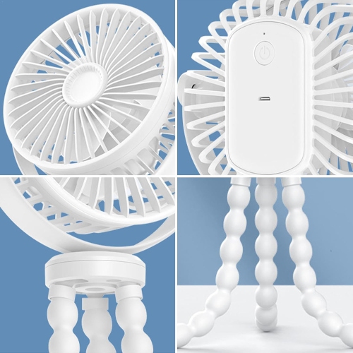 Ventilador de clip de 3600 mAh : ajustable a 720°, silencioso, alimentación por USB, tres velocidades, batería de larga duración, apto para