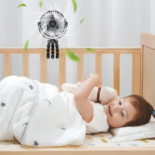 Ventilador con clip de 3600 mAh : ajustable a 720°, silencioso, alimentación por USB, batería de larga duración, apto para bebés, viajes y