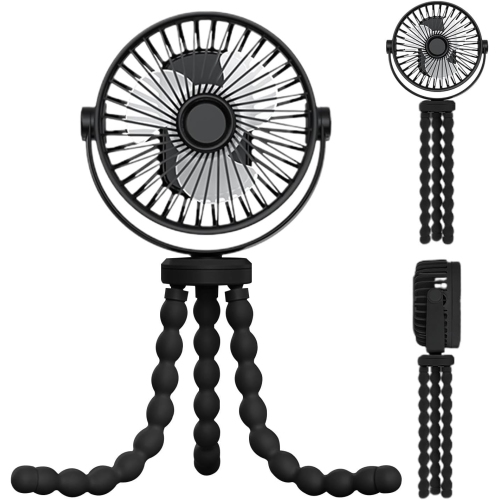 Ventilador con clip de 3600 mAh : ajustable a 720°, silencioso, alimentación por USB, batería de larga duración, apto para bebés, viajes y
