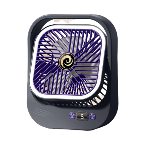 Starry gray thin wide-angle desktop fan | three wind speeds + night light | HD digital display | direct plug-in power supply | silent and strong wind