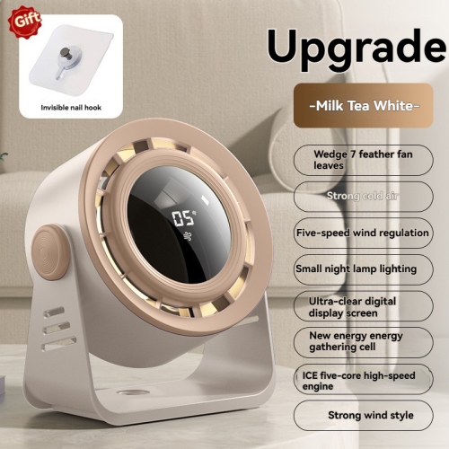 white seven-blade turbo fan | Five-speed wind speed adjustment + digital display | ICE five-core engine, strong wind power | Built-in