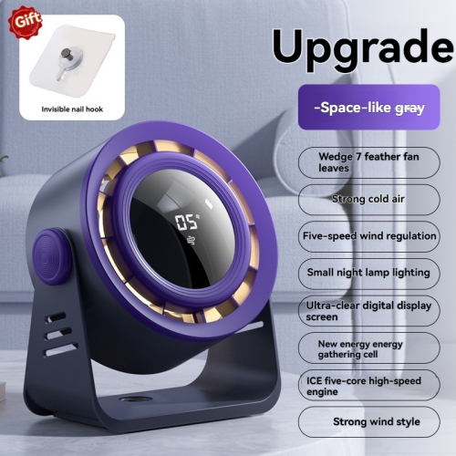 Space gray seven-blade turbo fan | Five-speed wind speed adjustment + digital display | ICE five-core engine, strong wind | Built-in energy-gathering