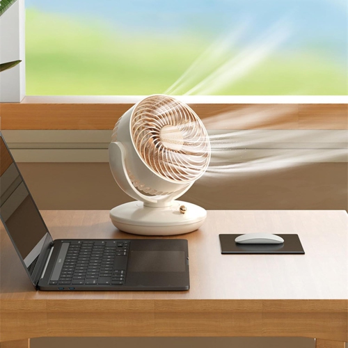 beige USB desktop circulation fan | Low noise motor + three-speed speed adjustment | Type-C fast charging | Stereo shaking air supply | Ultra-long