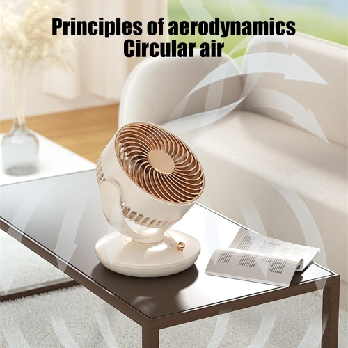 beige USB desktop circulation fan | Low noise motor + three-speed speed adjustment | Type-C fast charging | Stereo shaking air supply | Ultra-long