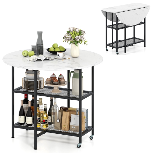 GYMAX  Round Outdoor Dining Table for 4 People 36 Inch Acacia Wood Patio Table for Yard