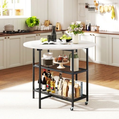 Gymax Round Outdoor Dining Table for 4 People 36 inch Acacia Wood Patio Table for Yard